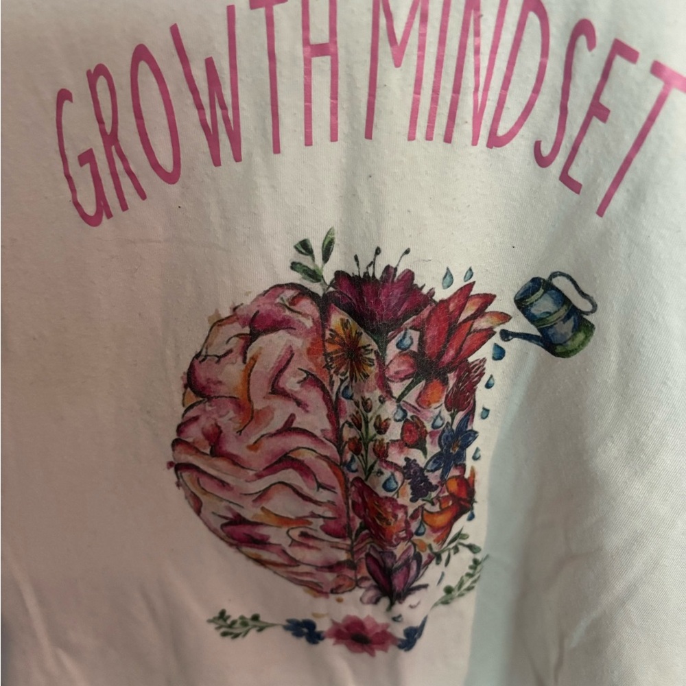 George White Long Sleeve Tee with Pink and Floral Design